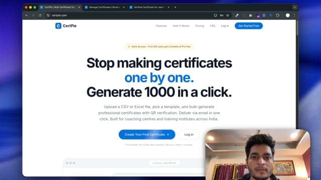 CertPie product demo preview